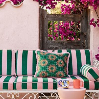 Floral Print Velvet Accent Pillow with Eyelash Fringe