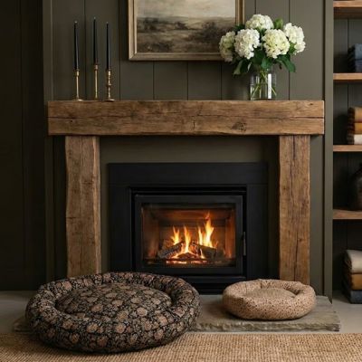 Floral Slub Print Dog Bed