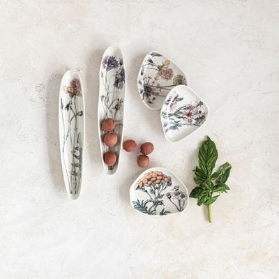Floral Stoneware Dish Collection Set of 5