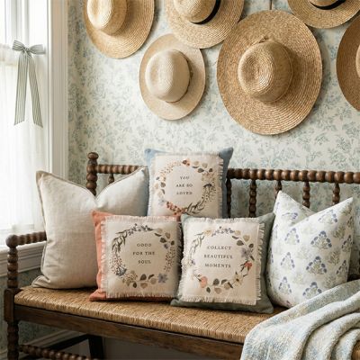 Floral Wreath Applique Mini Pillow Set of 3