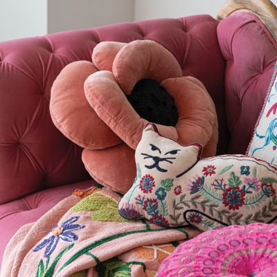 Flower Shaped Velvet Accent Pillow
