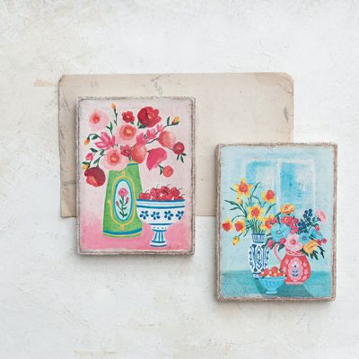 Flowers In Vases Framed Canvas Wall Art Set of 2
