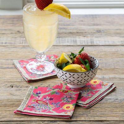 Flowers With Birds Napkin Set of 4