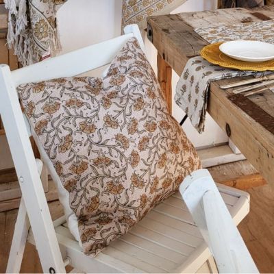 Flowing Floral Block Print Accent Pillow