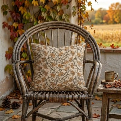 Flowing Floral Block Print Accent Pillow