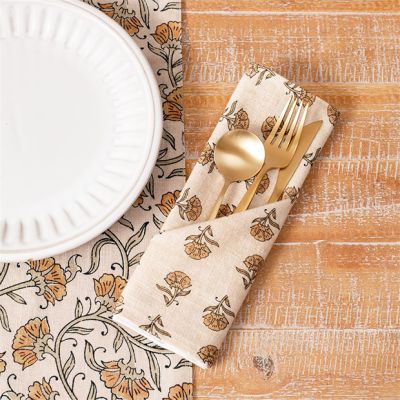 Flowing Floral Block Print Napkin Set of 4