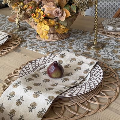 Flowing Floral Block Print Napkin Set of 4