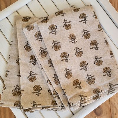 Flowing Floral Block Print Napkin Set of 4