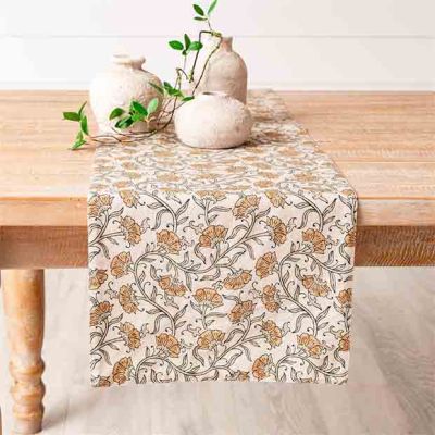 Flowing Floral Block Print Table Runner
