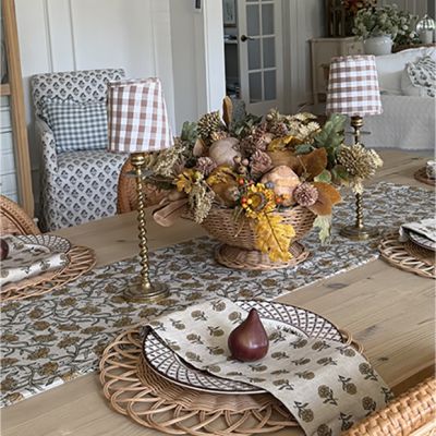 Flowing Floral Block Print Table Runner