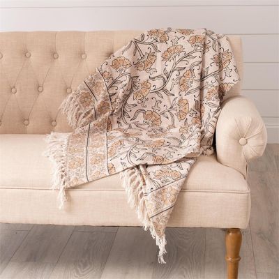 Flowing Floral Block Print Throw Blanket