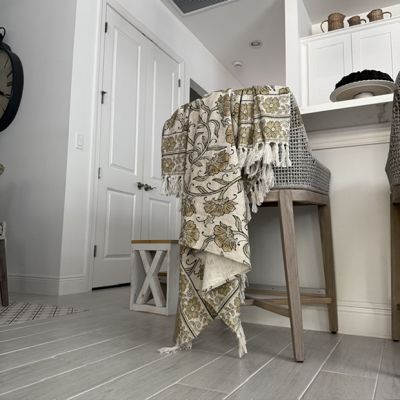 Flowing Floral Block Print Throw Blanket