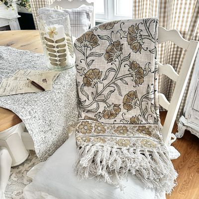 Flowing Floral Block Print Throw Blanket
