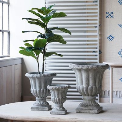 Fluted Cement Planter
