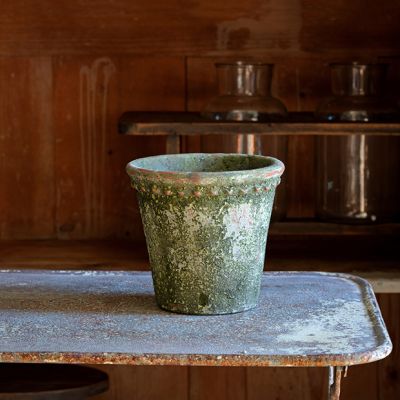 Fluted Mossy Garden Pot 7 Inch