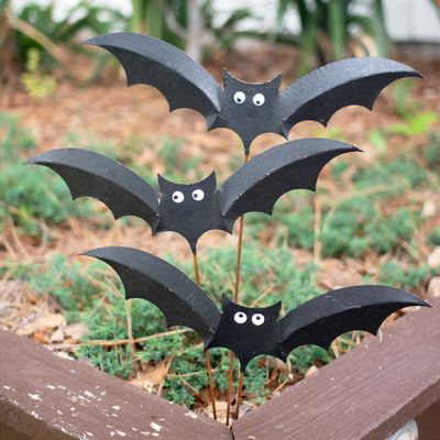 Flying Bat Metal Plant Stake Set of 3