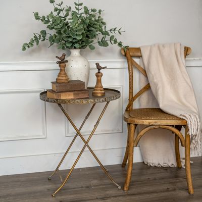 Folding Round Metal Side Table