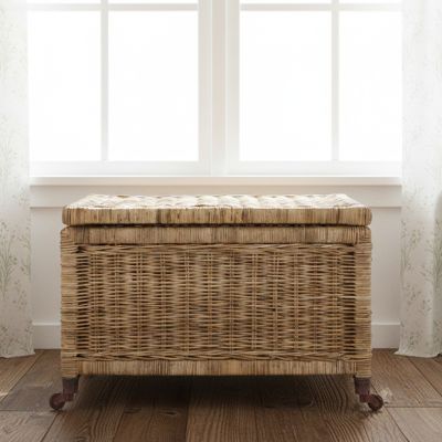 Footed Rattan Storage Bin