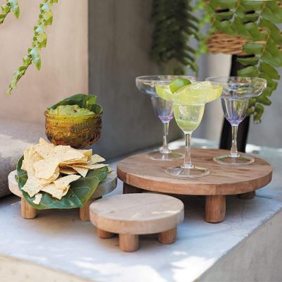 Footed Round Wood Riser Set of 3