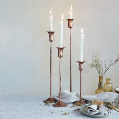 Forged Iron Copper Taper Holder Set of 4