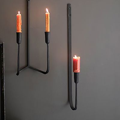 Forged Iron Wall Sconce Set of 2 Single Taper