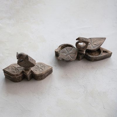 Found Wood 2 Compartment Decorative Spice Box