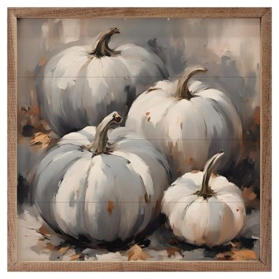 Four Blue Gray Tone Pumpkins Wall Decor
