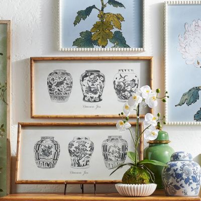 Framed Black and White Ginger Jar Wall Art Set of 2