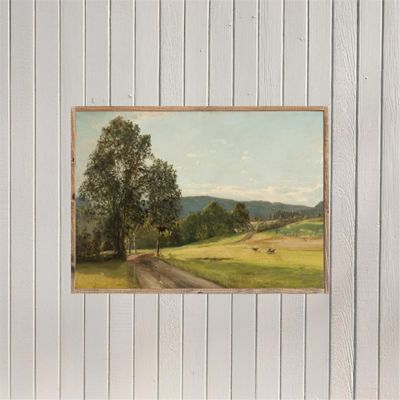 Framed Country Gravel Road Landscape Printed Canvas Wall Art