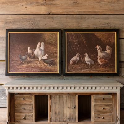 Framed Farmhouse Chicken Prints Set of 2