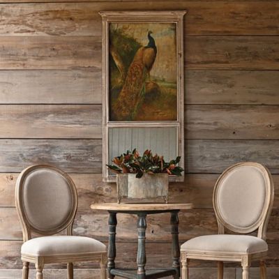 Framed Peacock Painting With Attached Mirror