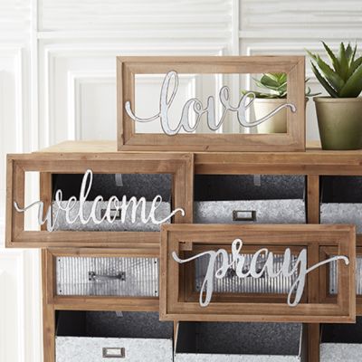 Framed Tin Cutout Word Wall Sign Set of 3