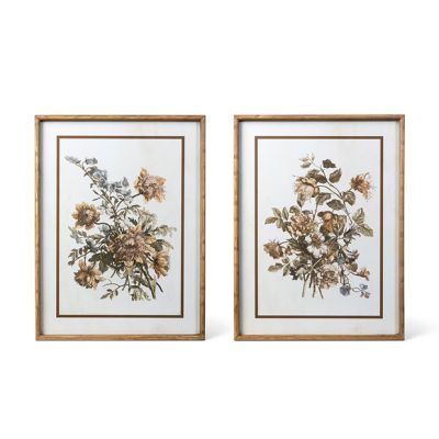 Framed Vintage Florals Print Set of 2