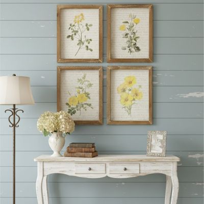 Framed Yellow Flower Print Collection Set of 4