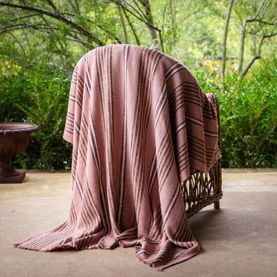 Frayed Edge Striped Throw Blanket
