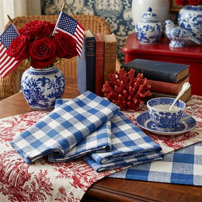 French Blue Gingham Check Cotton Napkin Set of 4