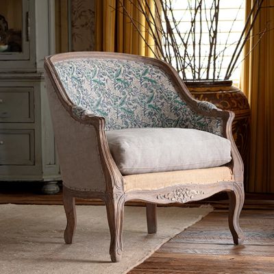 French Country Cottage Cushioned Accent Chair