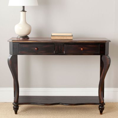 French Country Dark Wood Console Table