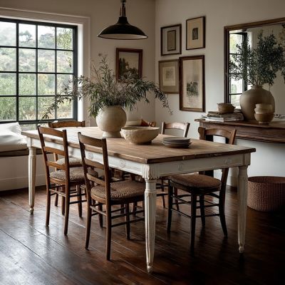 French Country Farmhouse Pine Dining Table