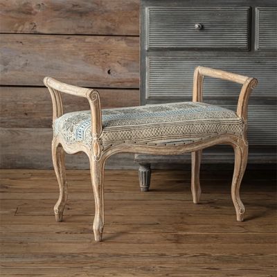 French Country Farmhouse Vanity Bench