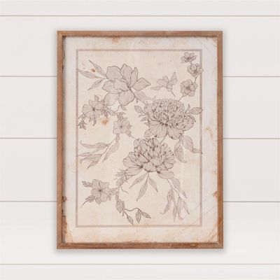 French Country Floral Sepia Framed Print