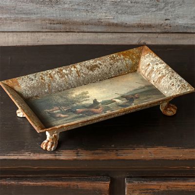 French Farm Footed Rectangular Display Tray