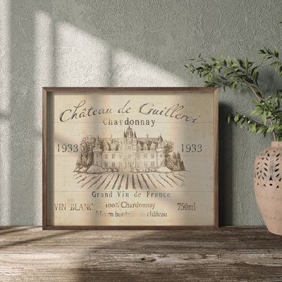 French Wine Label Cream By Daphne Brissonnet Framed Sign