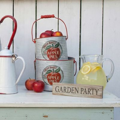 Fresh Baked Apple Pies Decorative Tin Buckets Set of 2