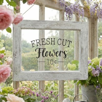 Fresh Cut Flowers Hanging Sign