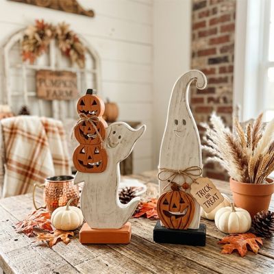 Friendly Ghosts and Jack O Lanterns Shelf Sitter Set of 2