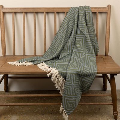 Fringed Andean Diamond Pattern Throw Blanket