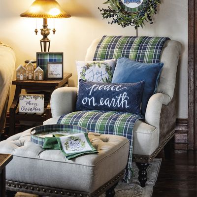 Fringed Blue/Green Throw Blanket