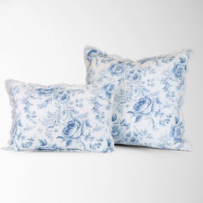 Fringed French Floral Toile Pillow Cover