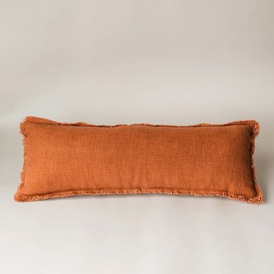 Fringed Linen Large Lumbar Pillow